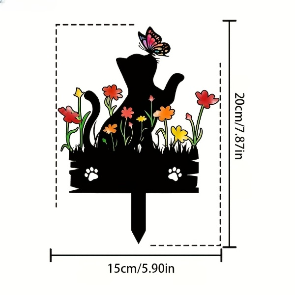 In Loving Memory Cat Garden Stake – Floral Pet Memorial Plaque